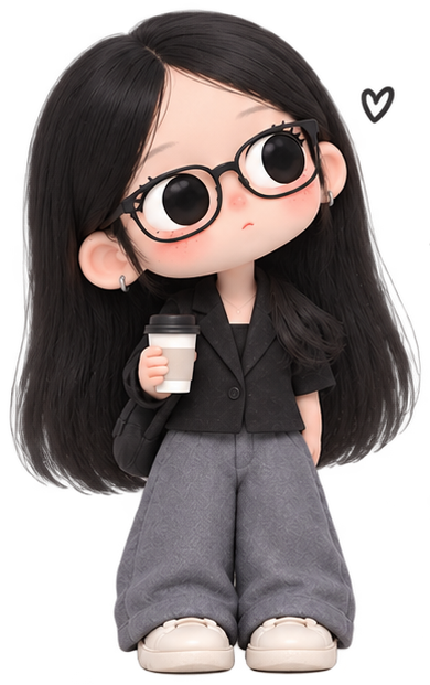 Developer character holding coffee
